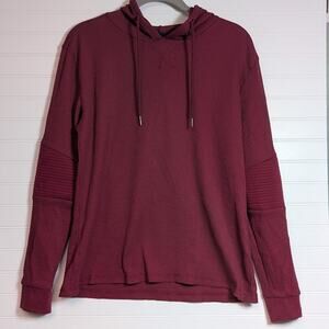 Burgundy Maroon Thermal Hoodie men medium Hudson & Barrow NYC waffle knit comfy